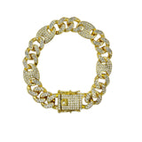 12 mm Iced Cuban & Puffed Mariner Link Bracelet - Silver or Gold (8in)