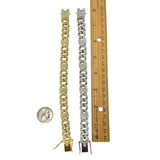 12 mm Iced Cuban & Puffed Mariner Link Bracelet - Silver or Gold (8in)