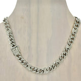 12mm Iced Cuban & Puffed Mariner Link Chain in Silver or Gold (20in)
