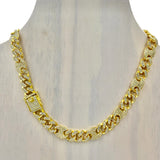 12mm Iced Cuban & Puffed Mariner Link Chain in Silver or Gold (20in)