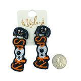 Spooky Spider Seed Bead Earrings - Beaded, Halloween (1x3in)