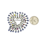 Heart Burst Stone Flower Pin Brooch - 6 Colors (2.25x2.5in)