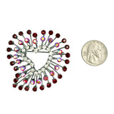 Heart Burst Stone Flower Pin Brooch - 6 Colors (2.25x2.5in)