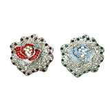 Crystal Rose Pin Brooch in Red or Light Blue (2.25x2.25in)