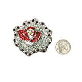 Crystal Rose Pin Brooch in Red or Light Blue (2.25x2.25in)