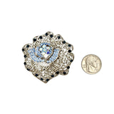 Crystal Rose Pin Brooch in Red or Light Blue (2.25x2.25in)