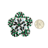 Medium Crystal Baguette Stone Flower Pin Brooch - 6 Colors (2.5x2.5in)