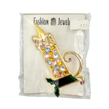 Vintage 1990s Candle Pin Brooch (2x3.25in)