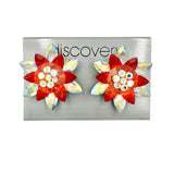 Vintage 1980s Crystal Flower Burst Earrings (1.5x1.5in)