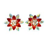 Vintage 1980s Crystal Flower Burst Earrings (1.5x1.5in)