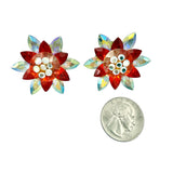 Vintage 1980s Crystal Flower Burst Earrings (1.5x1.5in)