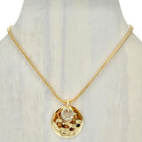 Bold Round Pendant Metal Chain Necklace (16+3in)