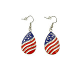 USA Flag Themed Patriotic Teardrop Fish Hook Earrings (0.75x2in)