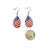 USA Flag Themed Patriotic Teardrop Fish Hook Earrings (0.75x2in)