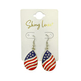 USA Flag Themed Patriotic Teardrop Fish Hook Earrings (0.75x2in)