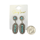 Vintage Style Silver Faux Turquoise Southwestern Drop Dangle Earrings