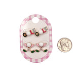 Women's Golf Stud Earring Set – "GOLF" Letter & Crossed Golf Clubs Enamel Earrings (2-Pair Set)