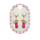 Women's Golf Stud Earring Set – Golf Ball & Pink Golf Bag Earrings (2-Pair Set)