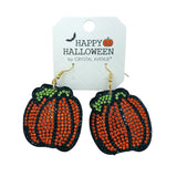 Pumpkin Cushion Crystal Earrings - Halloween, Thanksgiving, Fall (1.7x1.6in)