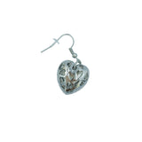 Puffy Pave Crystal Heart Earrings in Silver or Gold (0.7x0.7in)