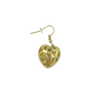 Puffy Pave Crystal Heart Earrings in Silver or Gold (0.7x0.7in)