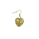 Puffy Pave Crystal Heart Earrings in Silver or Gold (0.7x0.7in)