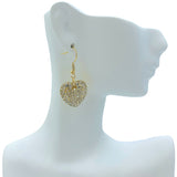 Puffy Pave Crystal Heart Earrings in Silver or Gold (0.7x0.7in)