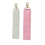 Colorful Beaded School Teacher Key Chain in White or Pink (1.5x7.5in)