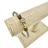Cable Wire Bangle Rhinestone Hook Bracelet in Silver or Two Tone