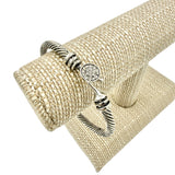 Cable Wire Bangle Rhinestone Hook Bracelet in Silver or Two Tone