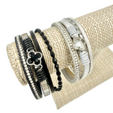Clover Charm Magnetic Clasp Multi Strand Bracelet (7.5in)