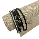 Clover Charm Magnetic Clasp Multi Strand Bracelet (7.5in)