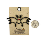 Crystal Halloween Black Bat Pin (2.85x1.45in)