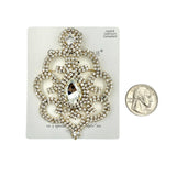 Gold Plated Rhinestone Teardrop Bridal Pin Brooch (2.25x3.25in)