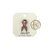Antique Silver Plated Pink Ribbon Breast Cancer Awareness Brooch Pin