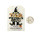 Trick or Treat Halloween Themed Brooch Pin (2x3.75in)