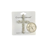Rhinestone Budded Cross Pin Brooch (1.25x2in)