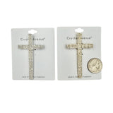 Rhinestone Three Line Cross Brooch Pin (1.6x2.75in)