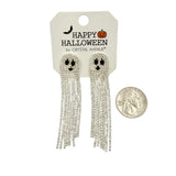 Rhinestone Ghost Post Drop Earrings (0.59x2.91in)