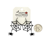 Black Nickel Plated Spider Web Earring (1.4x2.25in)