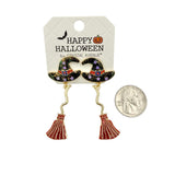 Witch Hat & Broom Halloween Themed Earrings (1x2.5in)