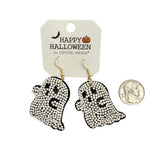 Ghost Halloween Themed Cushion Earrings (1.8x1.7in)
