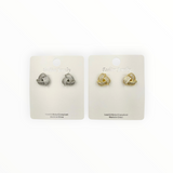 Crystal Interlocking Knot Stud Earrings in Silver or Gold (0.5x0.5in)