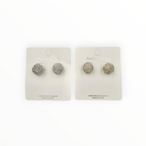Crystal Half Round Ball Stud Earrings in Silver or Gold (0.5x0.5in)
