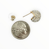 Crystal Half Round Ball Stud Earrings in Silver or Gold (0.5x0.5in)