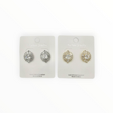 Radiant Crystal Halo Stud Earrings in Silver or Gold (0.75x0.75in)