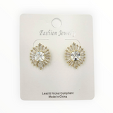 Radiant Crystal Halo Stud Earrings in Silver or Gold (0.75x0.75in)