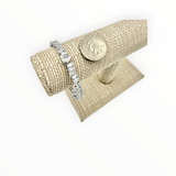 Crystal Heart Charm Memory Wire Bracelet