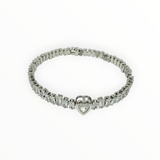 Crystal Heart Charm Memory Wire Bracelet