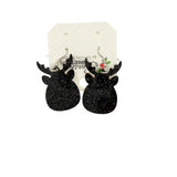 Red Nose Reindeer Acrylic Glitter Dangle Earrings (1x1.52in)
